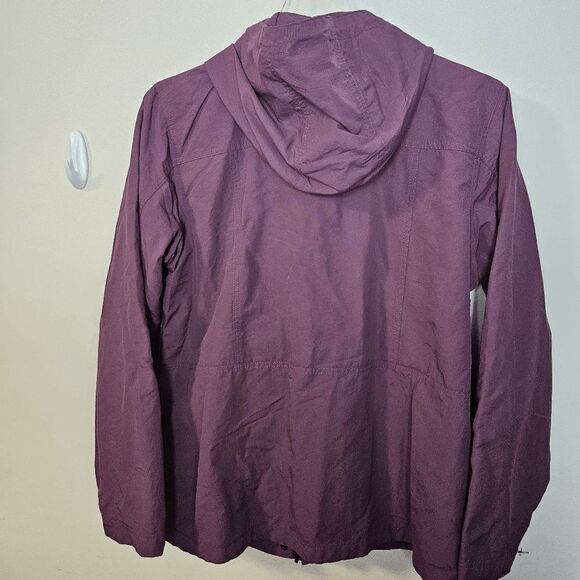 Eddie Bauer Rain Jacket Hooded Full Zip #3914  Womens 100% Nylon Purple Size Lar - Picture 3 of 5